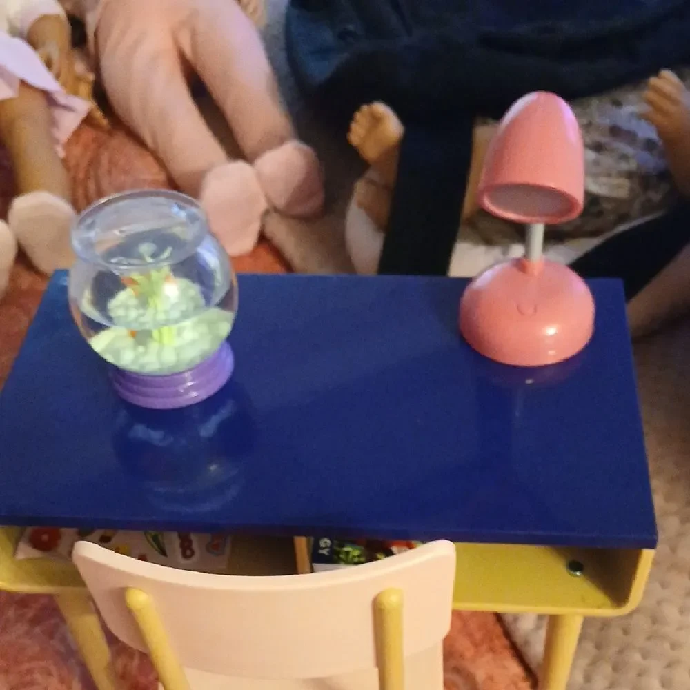 Kids White and Gray Play Desk with Accessories